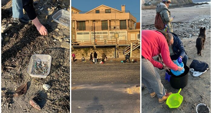 Voluntarios se organizan por Whatsapp para recoger pellets en la ría de Vigo