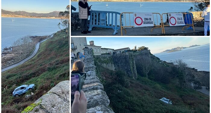 Un coche se despeña desde el aparcamiento del Parador de Baiona