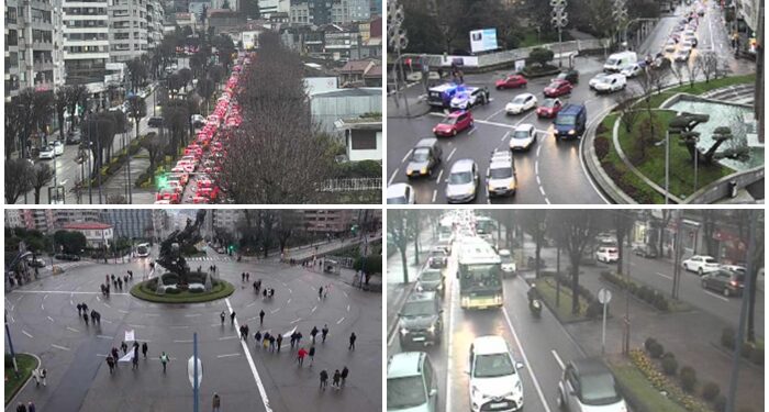 El caos de tráfico se apodera de nuevo del centro de Vigo: colapso total en Gran Vía