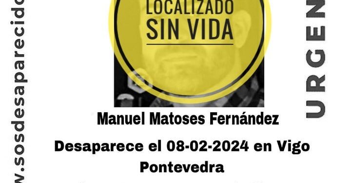 Localizado en Domaio el cuerpo sin vida del hombre desaparecido en Vigo el pasado jueves