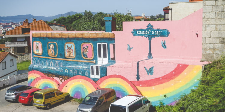 Un tranvía hacia el cielo: la historia detrás del mural que enamora a Vigo