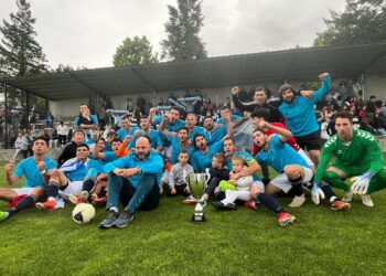 Jugadores del Atlético Esturión celebrando el título de Copa Deputación. Foto: Facebook