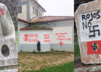 Aparecen pintadas fascistas en el monte de O Castro