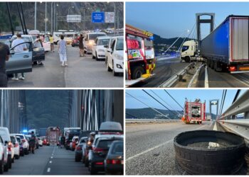 Un camión revienta una rueda y se cruza en el puente de Rande: otro caos en la AP-9 durante horas