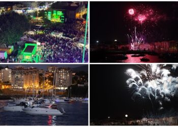 Los fuegos de Bouzas más multitudinarios (por tierra y mar) iluminan Vigo al ritmo de la Oliveira