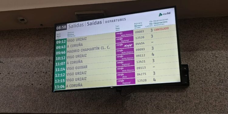 Más de 500 pasajeros afectados por la huelga que paraliza el tren A Coruña-Vigo