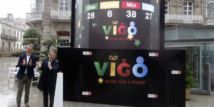 Nieve artificial, confeti y serpentinas para encender la Navidad de Vigo