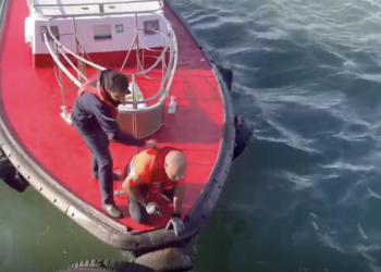 Rescate en el Puerto de Vigo… de un móvil que se cayó desde el crucero ‘Ambience’