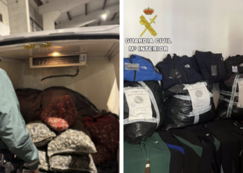 ‘Cazadas’ dos furgonetas llenas de ropa falsa y marisco ilegal