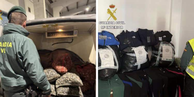 ‘Cazadas’ dos furgonetas llenas de ropa falsa y marisco ilegal