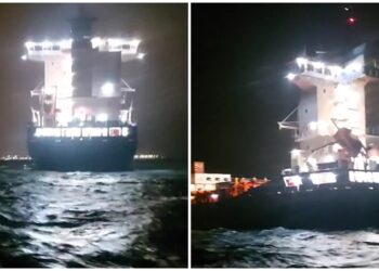 Noche de tensión en la ría de Vigo: un portacontenedores lucha contra ‘Kirk’