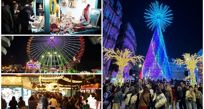 Una multitud abarrota Vigo en su primer domingo de Navidad