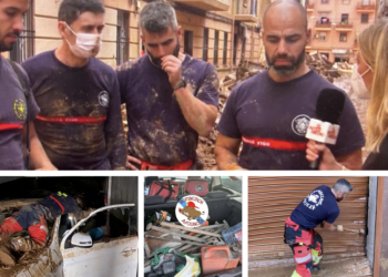 Bomberos de Vigo, desde Valencia: «Esto es otra dimensión»