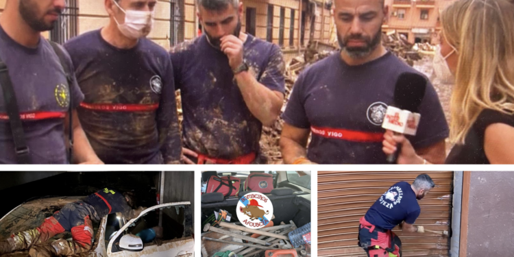Bomberos de Vigo, desde Valencia: «Esto es otra dimensión»