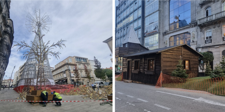 El nuevo bosque de la Navidad aflora en Vigo
