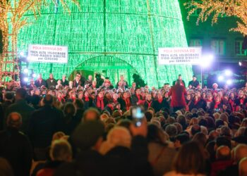 Un total de 700 ‘voces’ reivindican cantando el tren directo a Madrid por Cerdedo