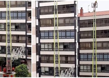 Espectacular despliegue de Bomberos por un incendio en un piso de Vigo