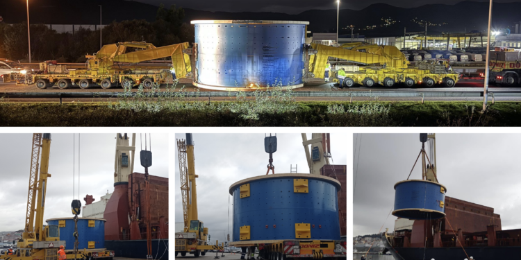 Tres piezas colosales embarcan en Vigo con destino a Chile