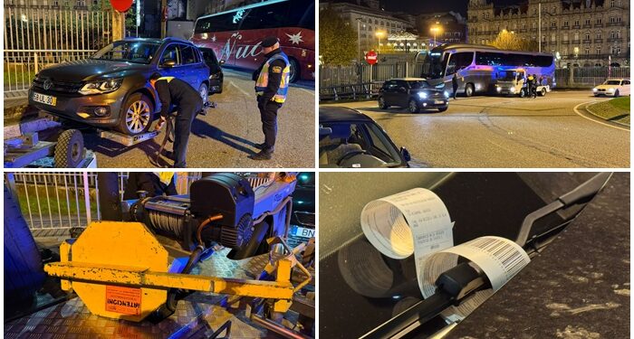 Operativo relámpago de la Policía para evitar el colapso en Vigo: coches y un bus aparcados a la salida del túnel