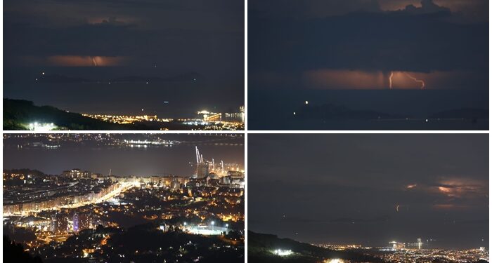 Espectacular tormenta eléctrica a las puertas de la ría de Vigo: 400 rayos iluminan la costa