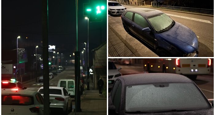 La comarca de Vigo se congela bajo cero en una madrugada gélida