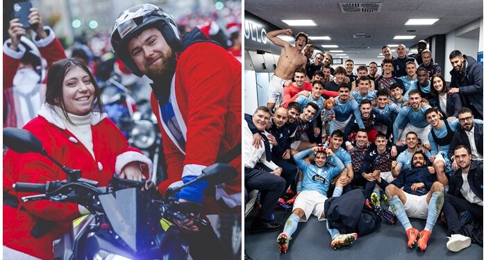 Papanoelada y Celta regalan alegrías: rojo y celeste para celebrar la Navidad de Vigo