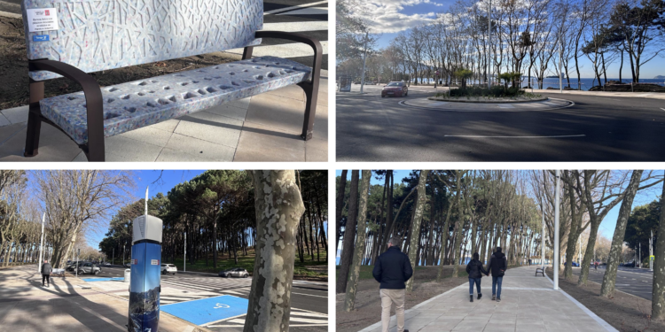 Innovadores bancos de residuos marinos y más plazas: así luce la nueva Avenida de Samil