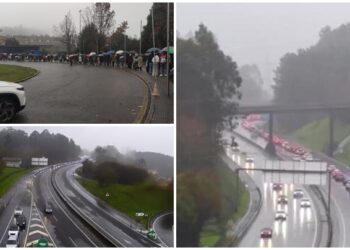 Colas en la AP-9 para ir a la Cabalgata de Reyes en el Ifevi