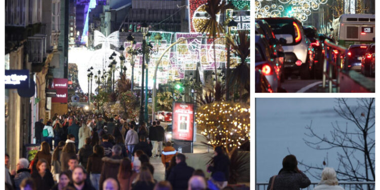 La Navidad de Vigo se despide con aluvión de rebajas, atascos y niebla: horario y dónde ver el apagado