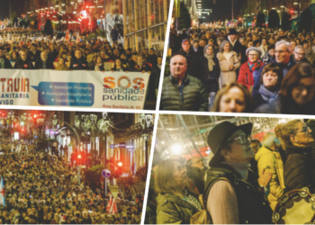 «Señor Rueda, somos los de siempre»: multitudinaria marcha en Vigo por la sanidad pública