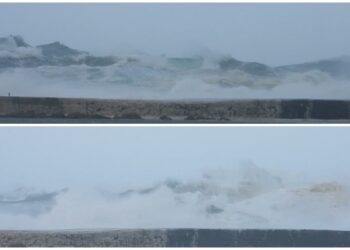 La borrasca «Ivo» se despide de Vigo con un espectacular oleaje en Cíes: así se vio y escuchó