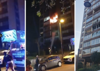 Diez personas afectadas, entre ellos siete policías, tras el incendio de un árbol de Navidad en Vigo