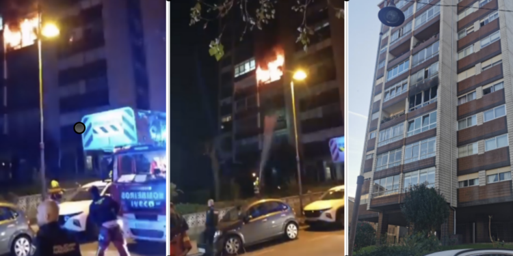 Diez personas afectadas, entre ellos siete policías, tras el incendio de un árbol de Navidad en Vigo