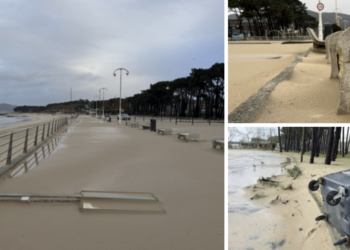 Vigo afronta la borrasca «Ivo» sin (casi) vuelos ni transporte de ría mientras la arena conquista más metros en Samil