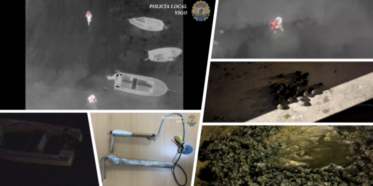 Cazados tres furtivos con marisco en Bouzas y la ETEA