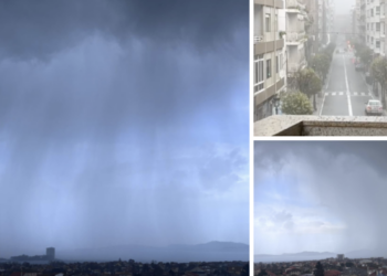 Borrasca «Ivo» en Vigo: tras el temporal de viento arrecia la lluvia con tormenta eléctrica y granizo