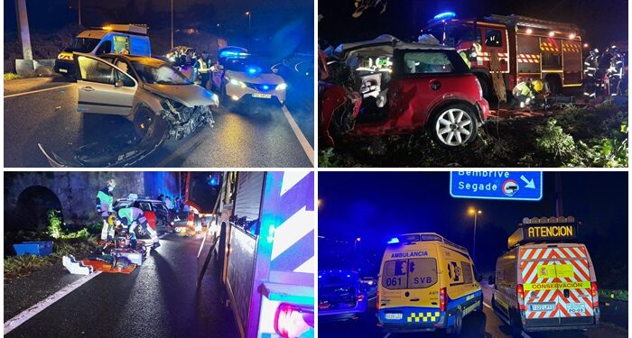 Noche accidentada en carreteras de Vigo y Redondela: cortada la A-55 y herido un joven