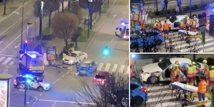 Excarcelada una persona tras una aparatosa colisión en el centro de Vigo