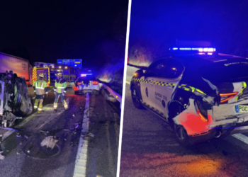 Caos circulatorio en Vigo: heridos dos agentes tras ser golpeado su coche cuando regulaban el tráfico