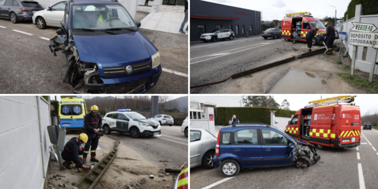 Herido un conductor tras derribar un poste en Mos