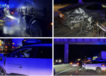 Retenciones de hasta dos kilómetros en la autopista tras un accidente en la salida de Peinador