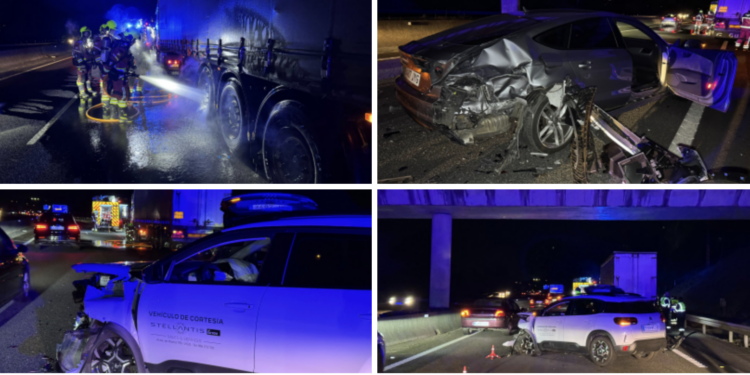 Retenciones de hasta dos kilómetros en la autopista tras un accidente en la salida de Peinador