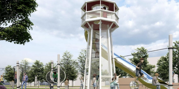 Un gran Faro y juegos musicales para revitalizar el parque de A Ramallosa