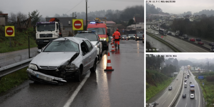 Tráfico (otra vez) lento en la A-55: tres kilómetros de atascos tras un accidente en Mos
