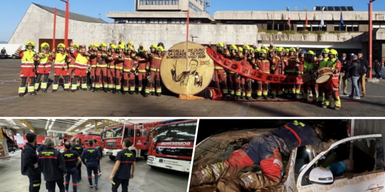 Caballero reconoce (de nuevo a medias) la labor de los bomberos y policías de Vigo tras la DANA