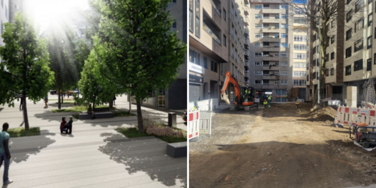 Avanza (por fin) la obra del callejón que se transformará en una plaza en pleno centro de Vigo