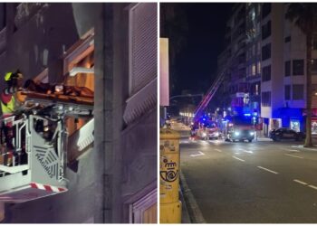Despliegue de bomberos en pleno centro de Vigo para socorrer a una mujer herida