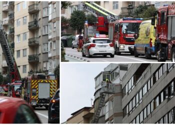 Despliegue de bomberos en Vigo para auxiliar a una mujer de avanzada edad