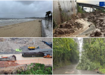Sábado Santo pasado por agua en Vigo: viento, árboles caídos, derrumbes y mucha lluvia