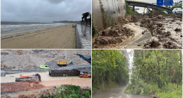 Sábado Santo pasado por agua en Vigo: viento, árboles caídos, derrumbes y mucha lluvia